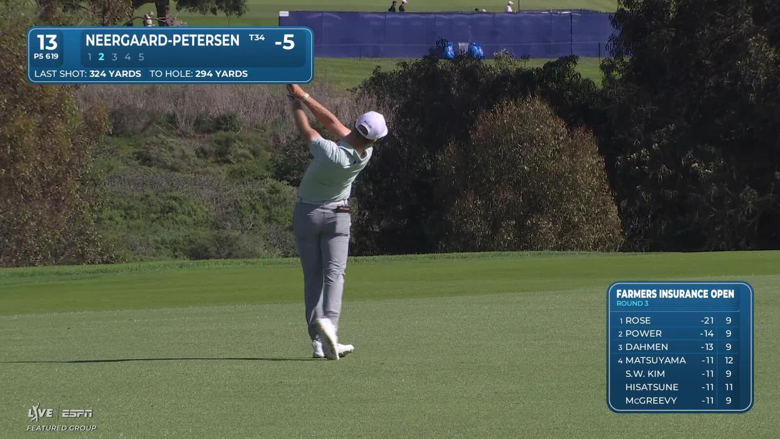 Rasmus Neergaard-Petersen drains 7-foot birdie putt on No. 13 at Farmers