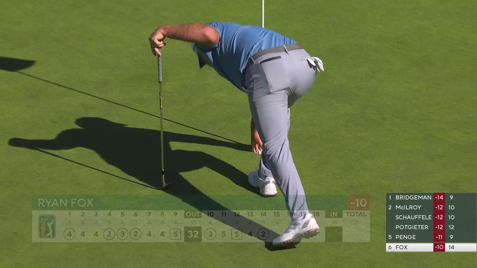 Ryan Fox sinks 30-foot birdie putt from rough on No. 14 at The Genesis