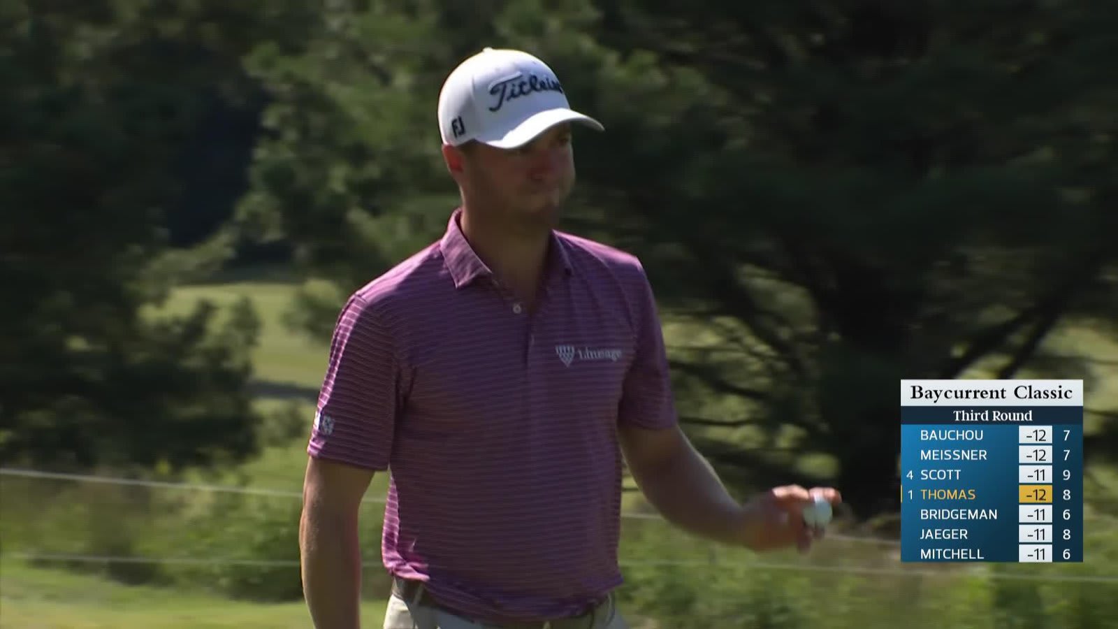 Justin Thomas's 57-yard approach sets up birdie on No. 8 at Baycurrent