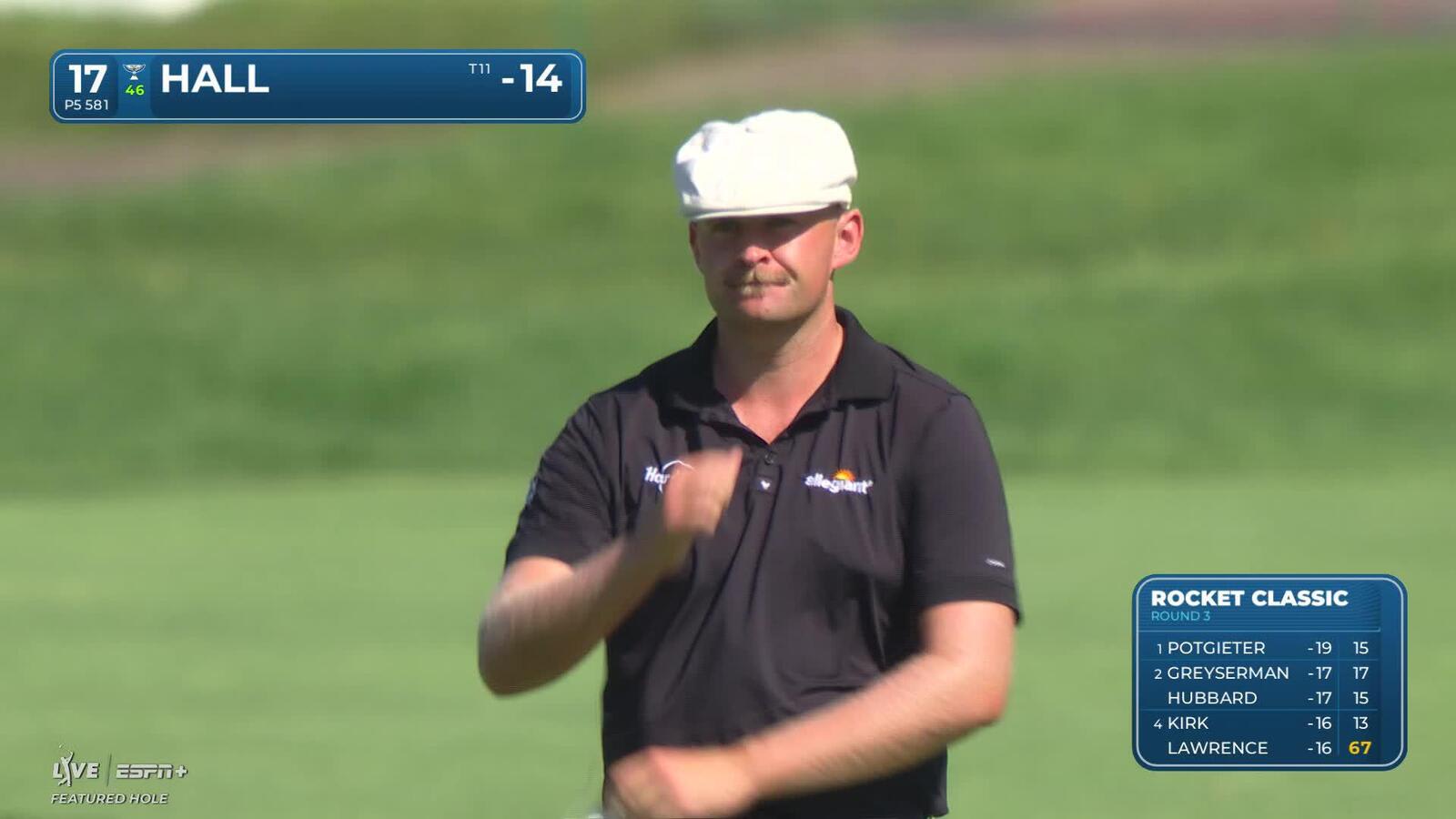 Harry Hall makes birdie on No. 17 at Rocket Classic