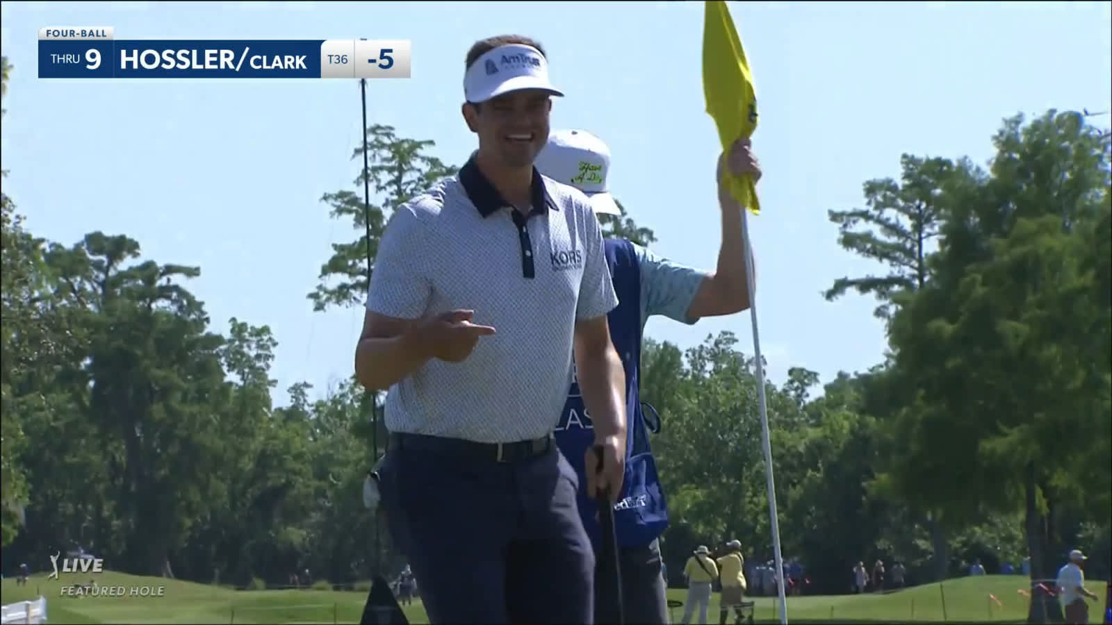 Beau Hossler holes a 21-foot putt for birdie at Zurich Classic