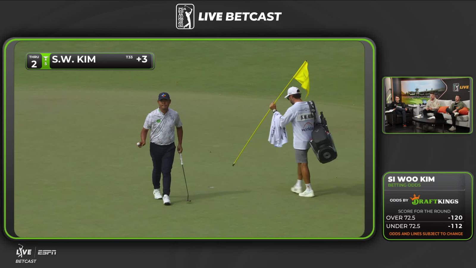 Si Woo Kim taps in 3-foot putt for birdie on No. 2 at the Memorial