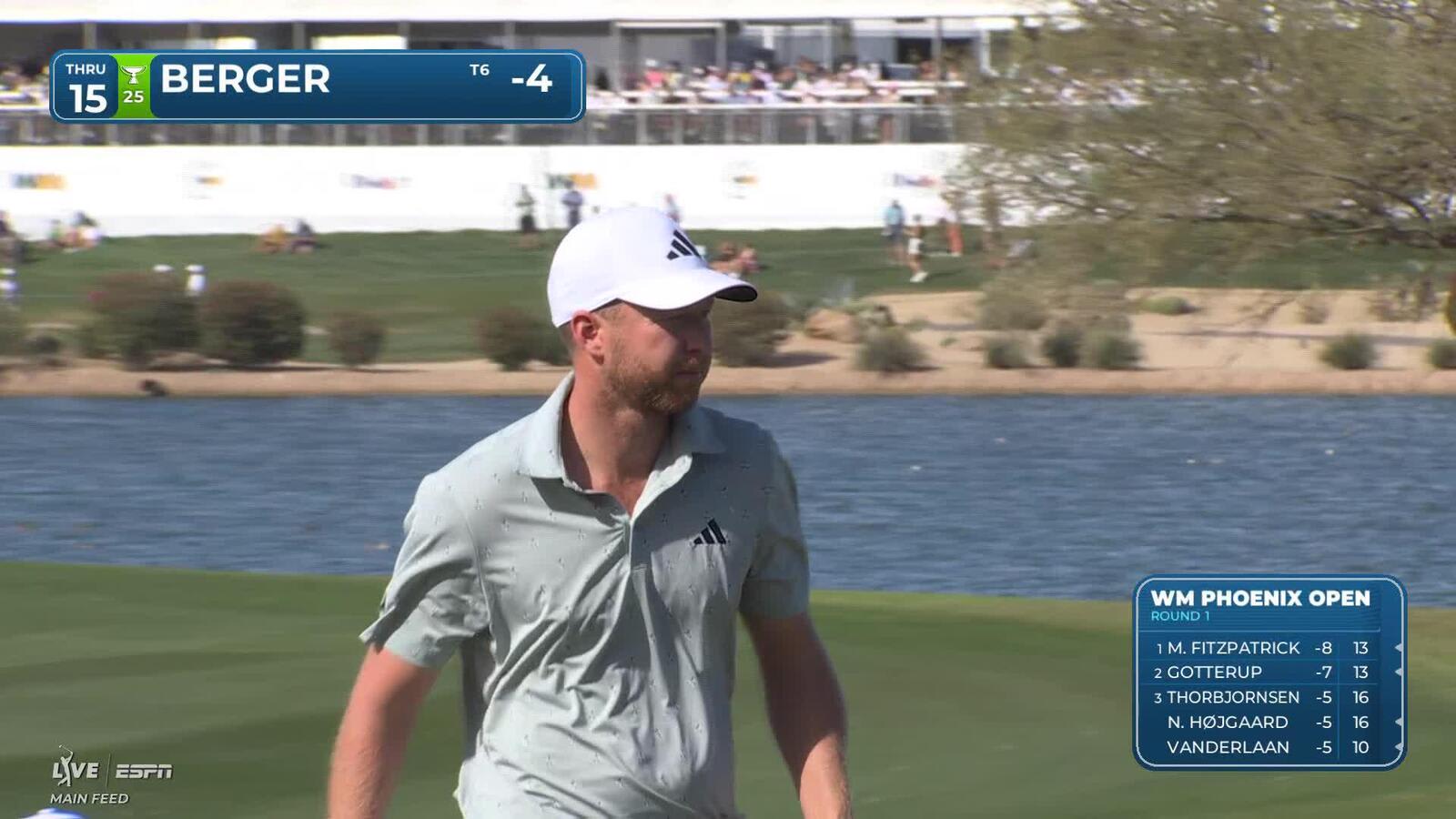 Daniel Berger sinks 8-foot birdie putt on No. 15 at WM Phoenix Open