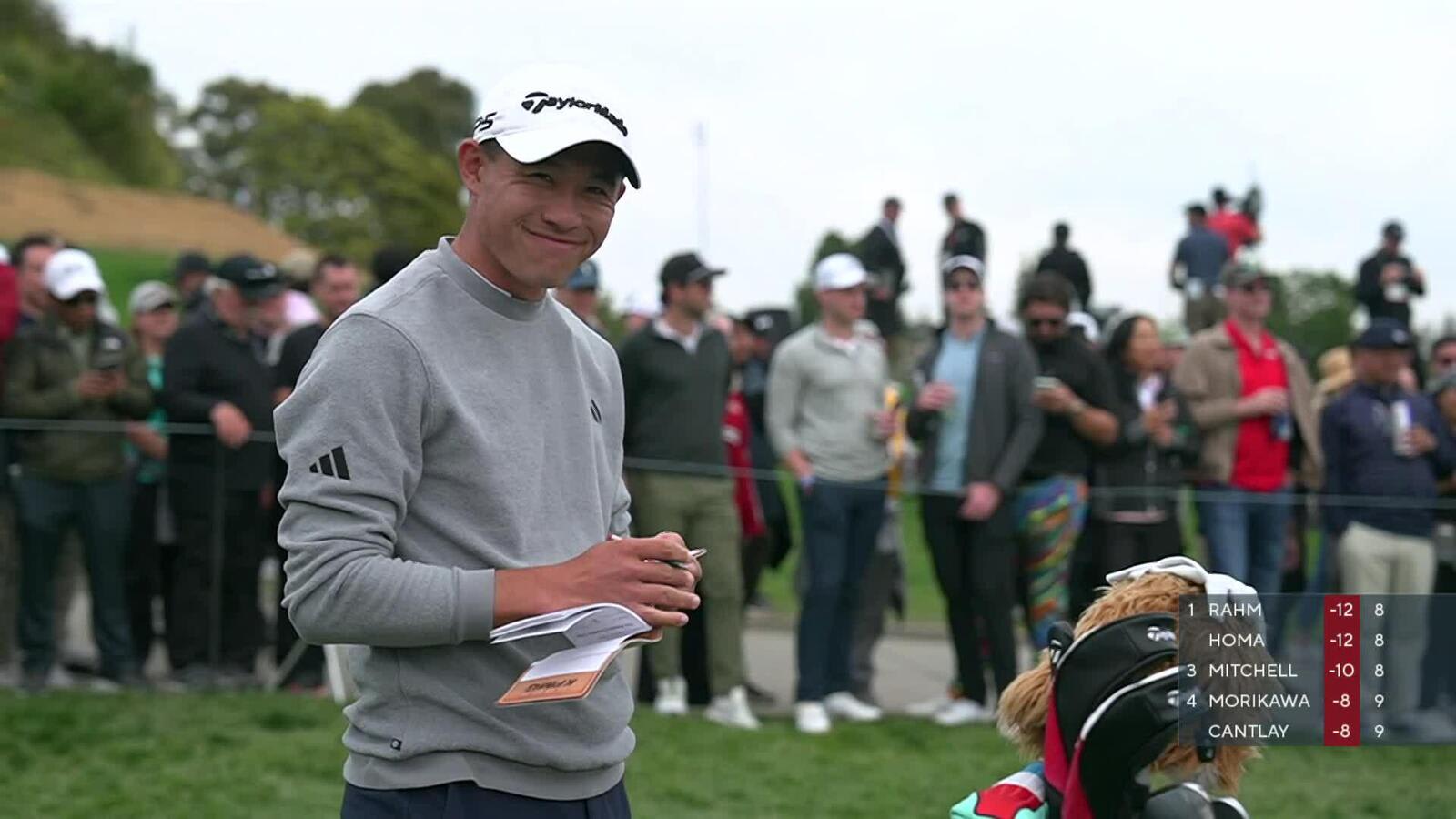 Collin Morikawa mic’d up live while playing No. 10 at Genesis