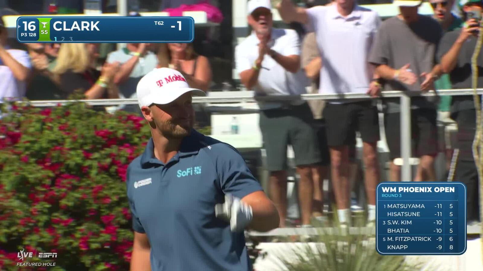 Wyndham Clark hits 125-yard tee shot to 6 feet, sets up birdie on No. 16 at WM Phoenix Open