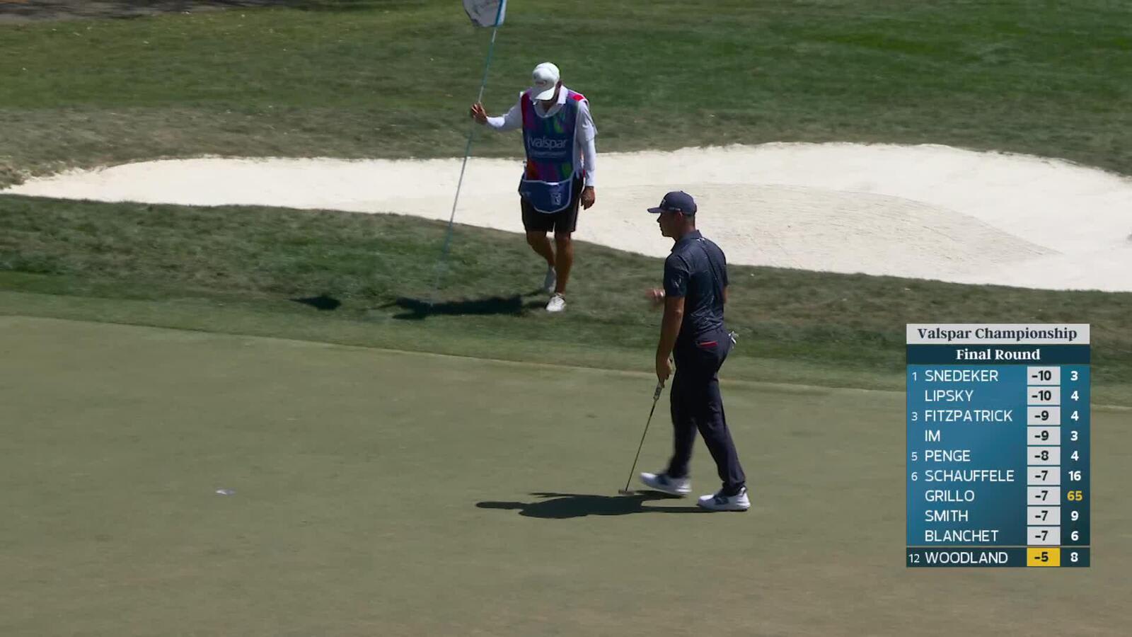 Gary Woodland sinks 11-foot birdie putt on No. 9 at Valspar