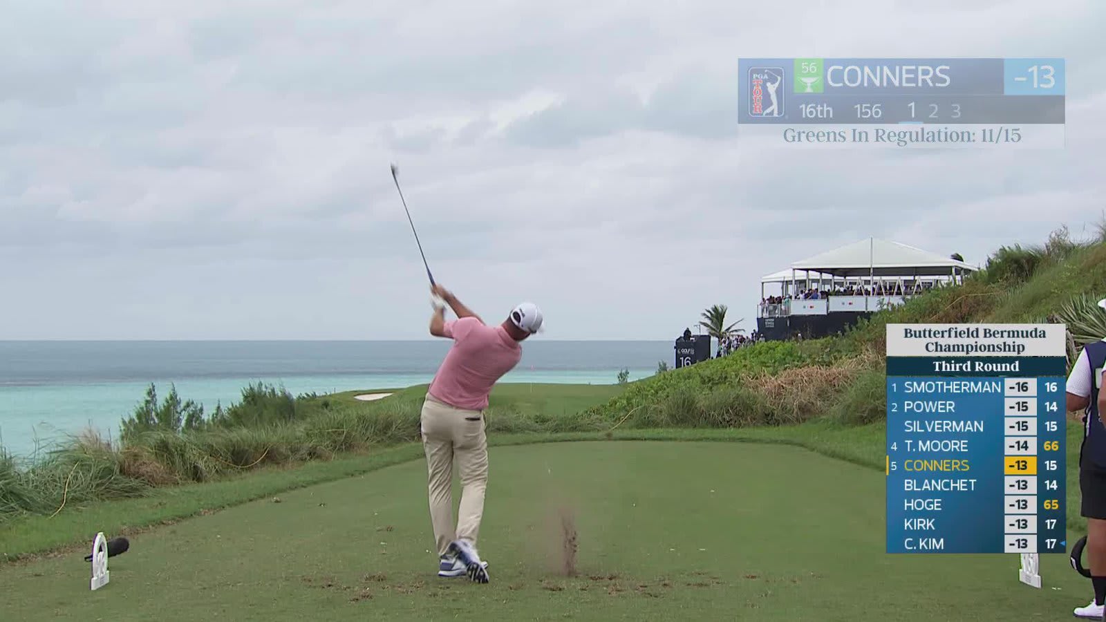 Corey Conners hits tee shot to 9 feet, sets up birdie on No. 16 at Butterfield Bermuda