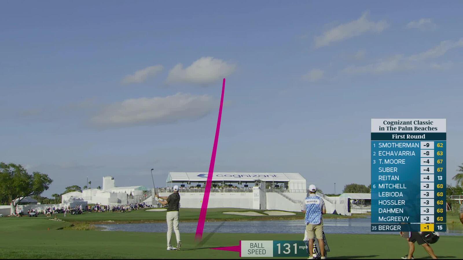 Daniel Berger hits 187-yard approach to 15 feet, sets up birdie on No. 16 at Cognizant Classic