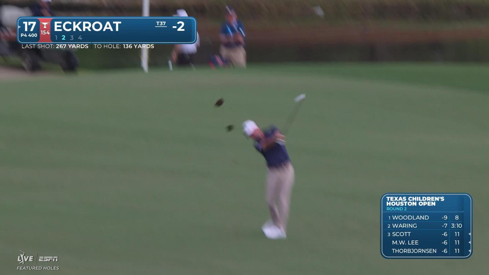 Austin Eckroat hits 139-yard approach to 16 feet, sets up birdie on No. 17 at Texas Children's