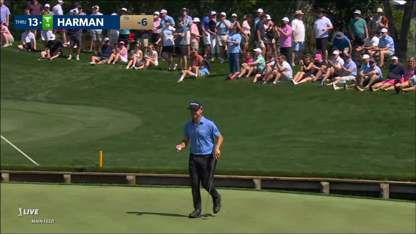 Brian Harman's 97-yard approach burns the edge of the cup at THE PLAYERS