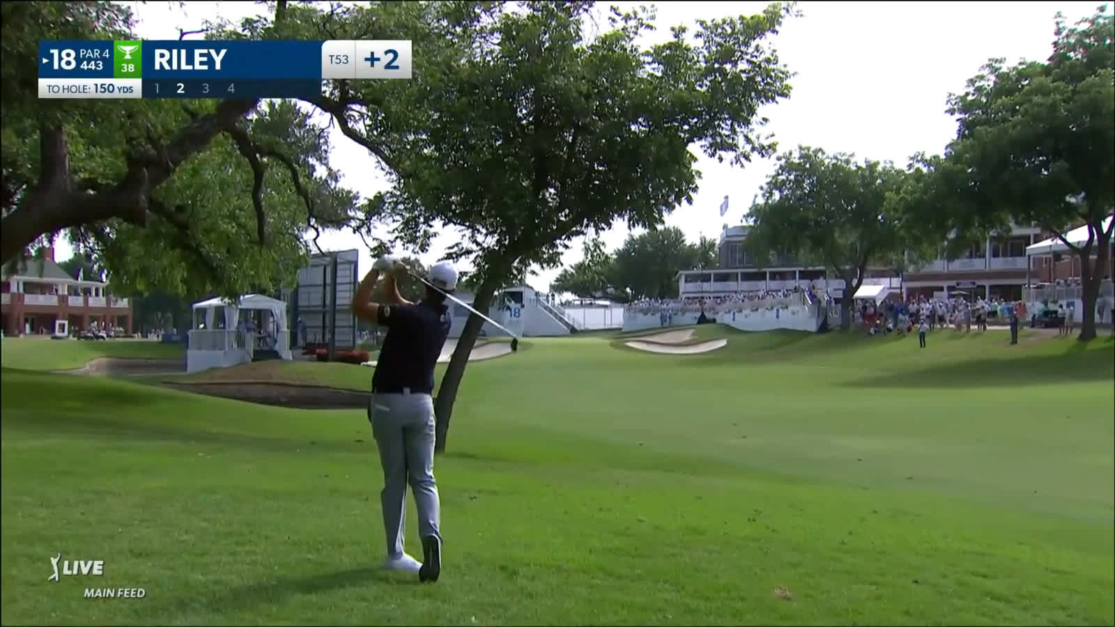 Davis Riley goes over the trees to set up birdie at Charles Schwab
