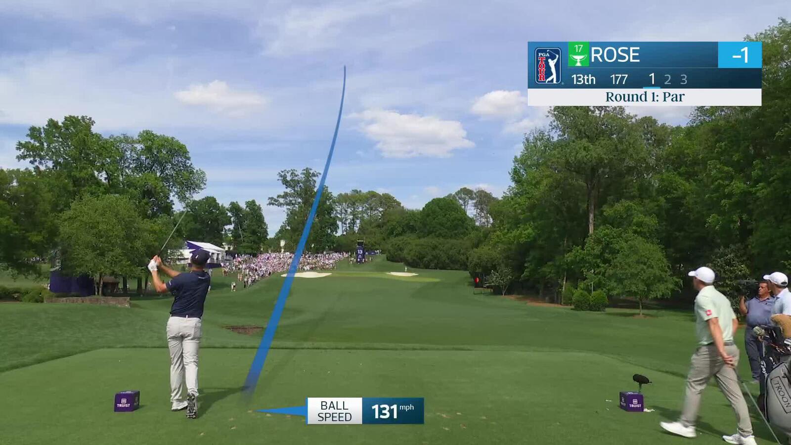 Justin Rose hits tee shot to 8 feet, sets up birdie on No. 13 at Truist Championship