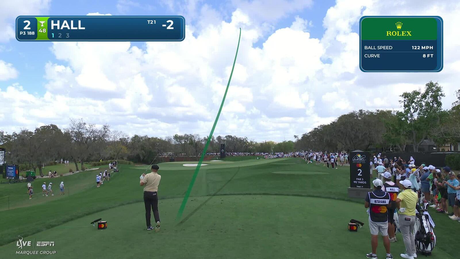 Harry Hall chips in for birdie on No. 2 at Arnold Palmer