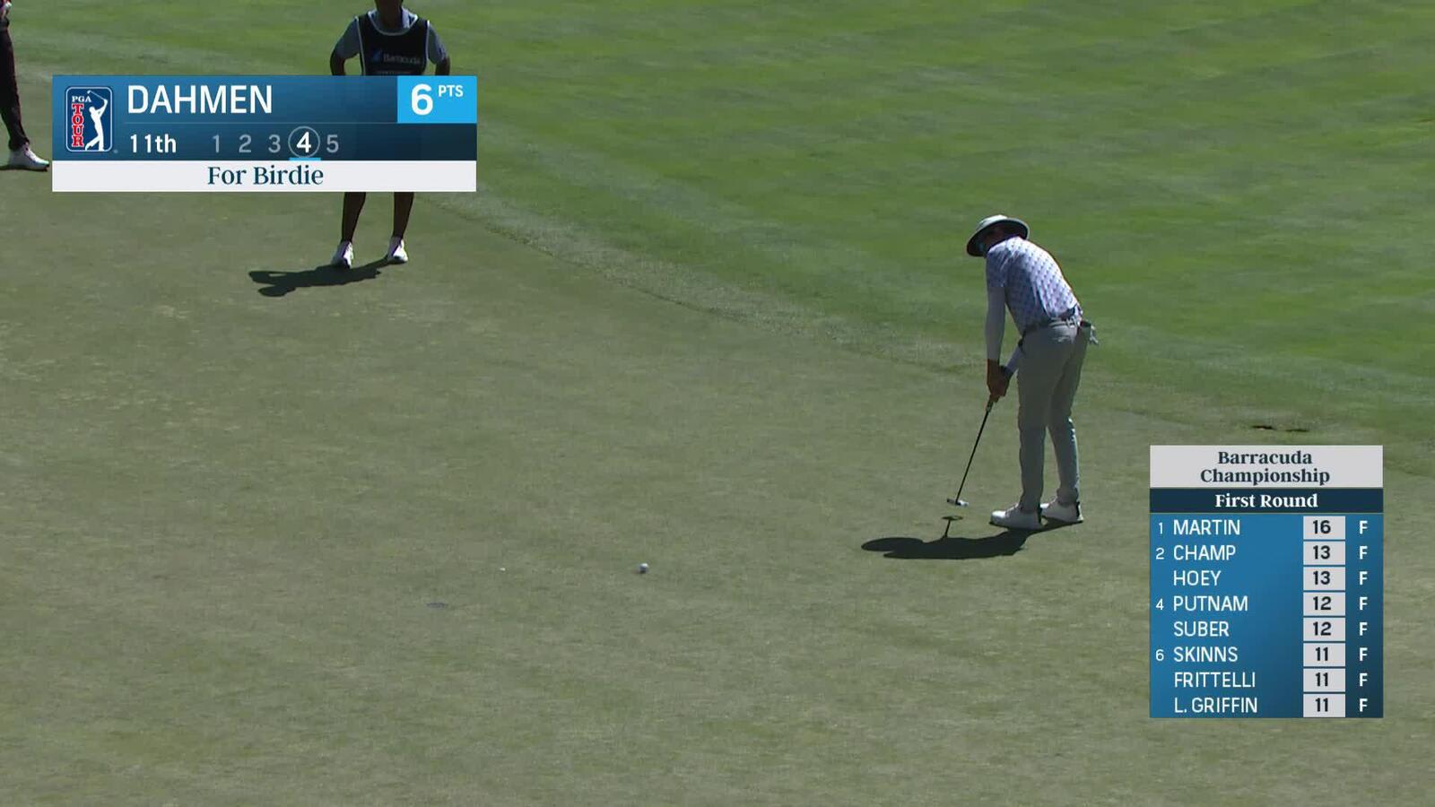 Joel Dahmen nails second straight birdie on No. 11 at Barracuda