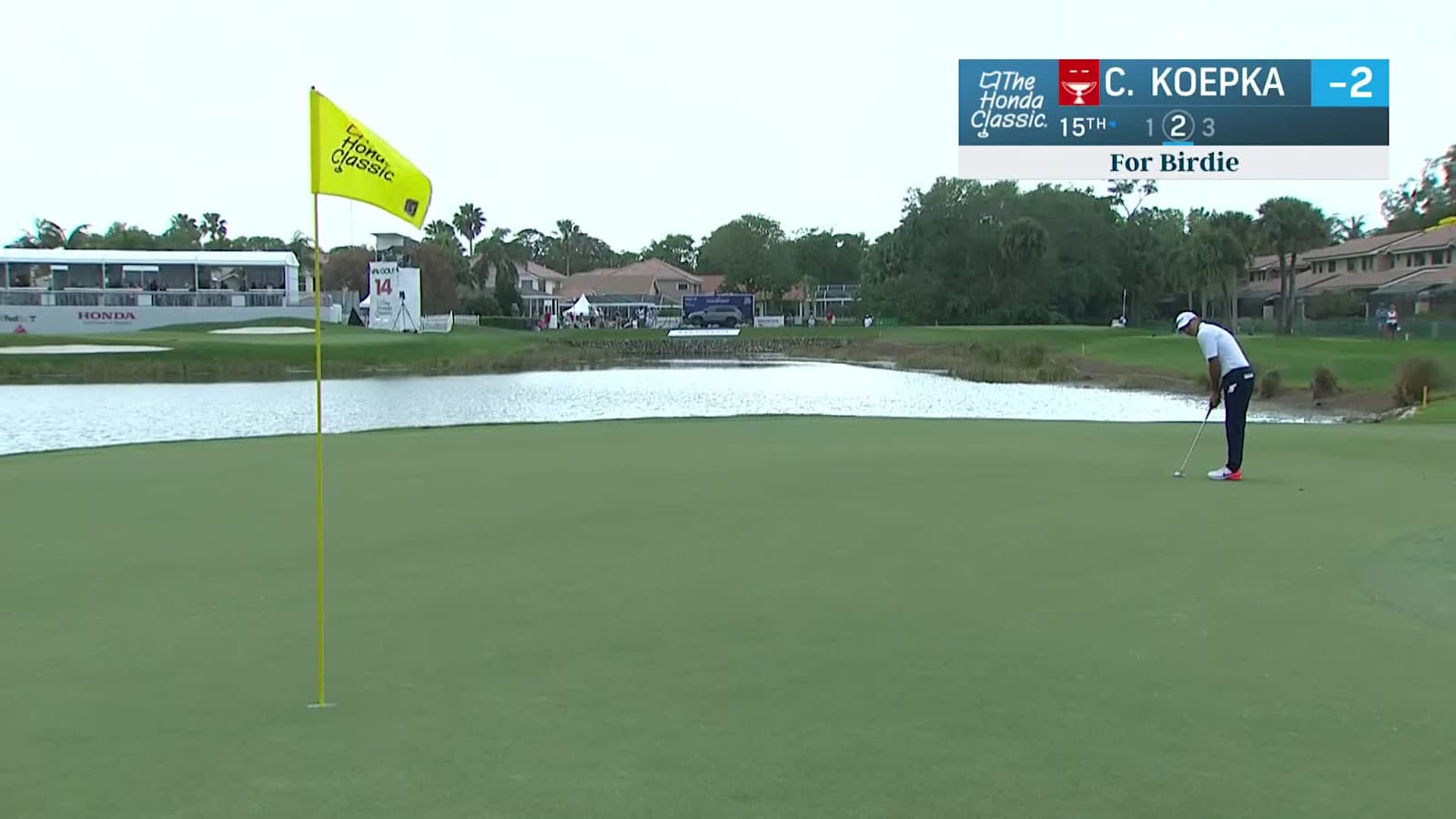 Chase Koepka sinks a 45-foot birdie on No. 15 in Round 1 at The Honda Classic