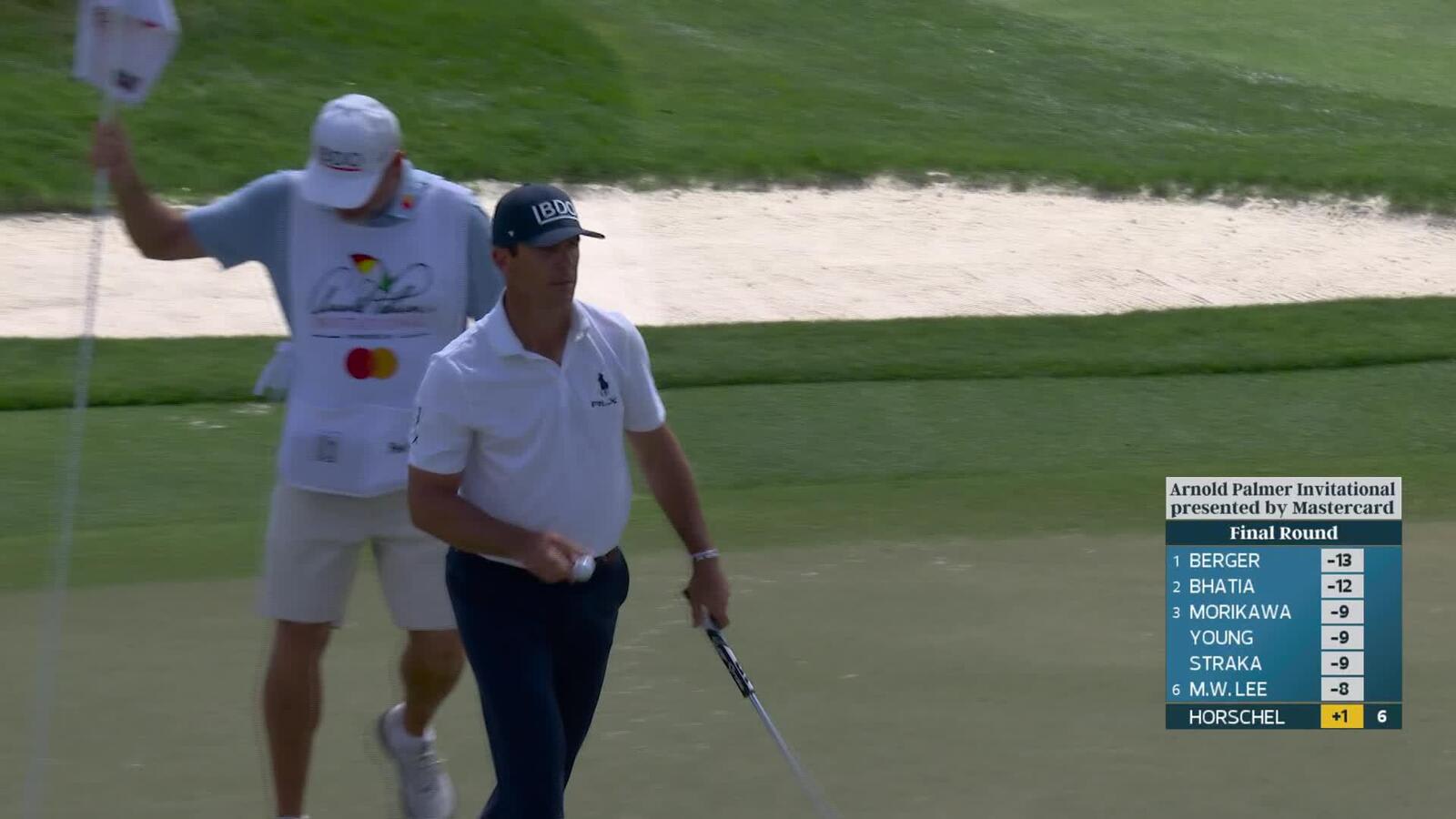 Billy Horschel pours in 16-foot birdie putt on No. 7 at Arnold Palmer