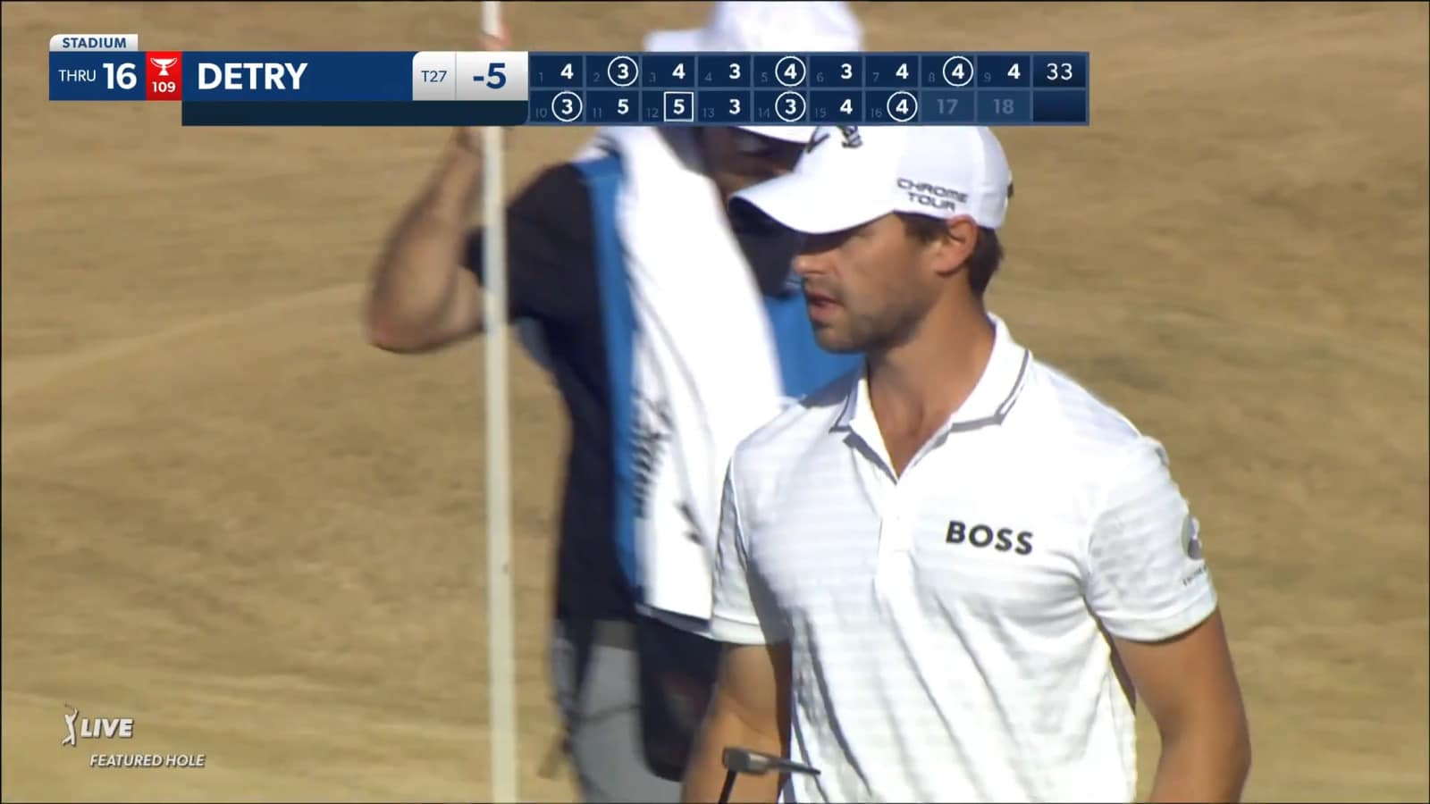 Thomas Detry makes birdie on No. 16 at The American Express