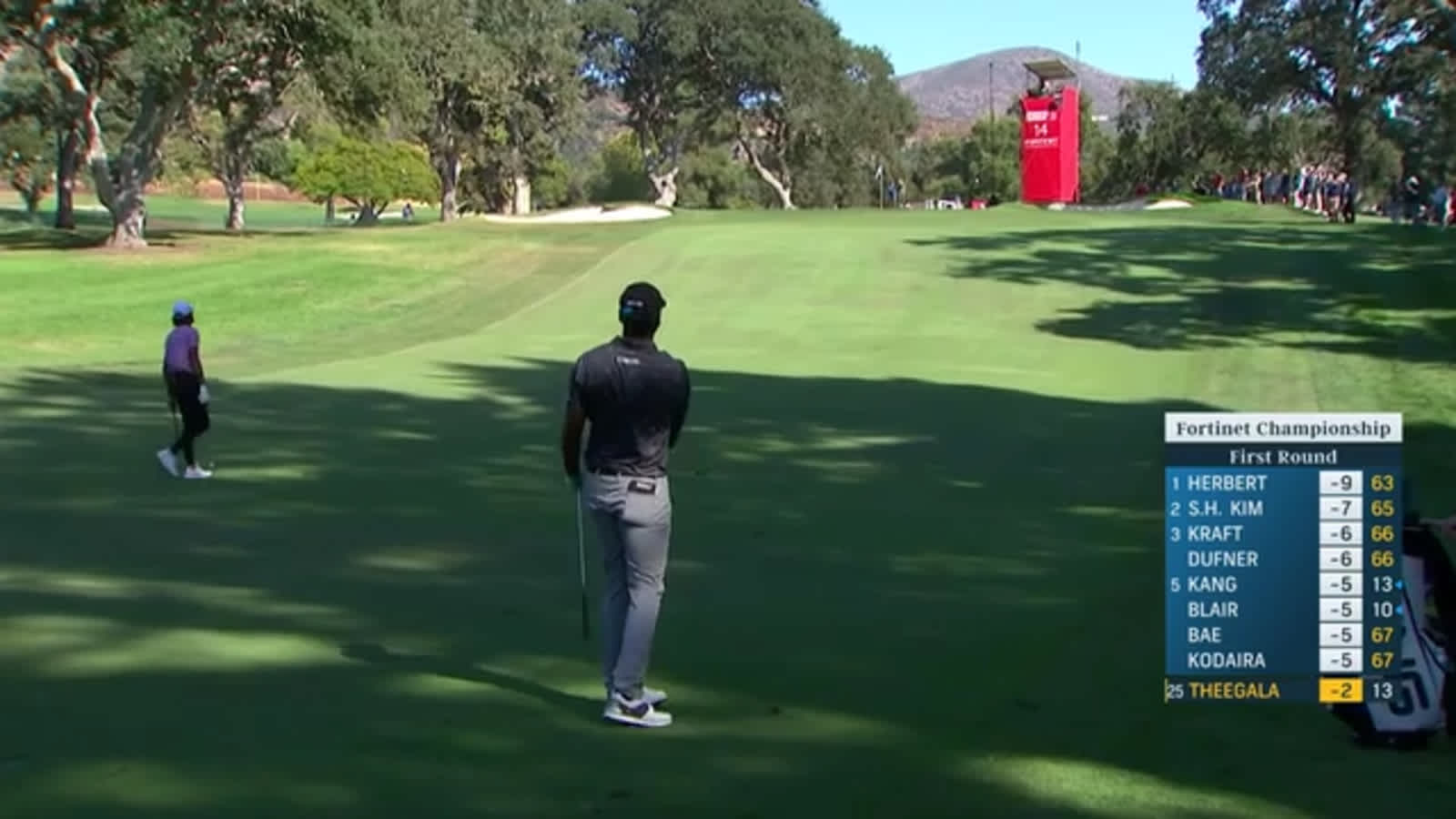 Sahith Theegala goes right at the flag to set up birdie at Fortinet Championship