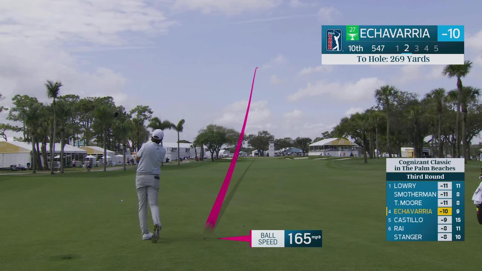 Nico Echavarria sinks 5-foot birdie putt on No. 10 at Cognizant Classic