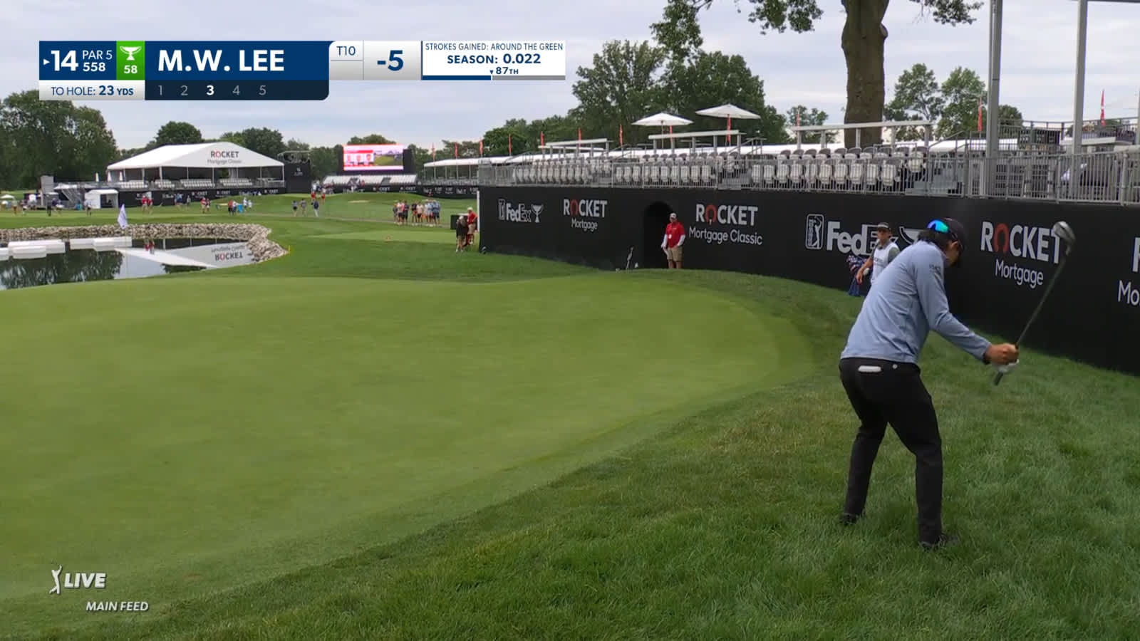 Min Woo Lee converts birdie on No. 14 at Rocket Mortgage