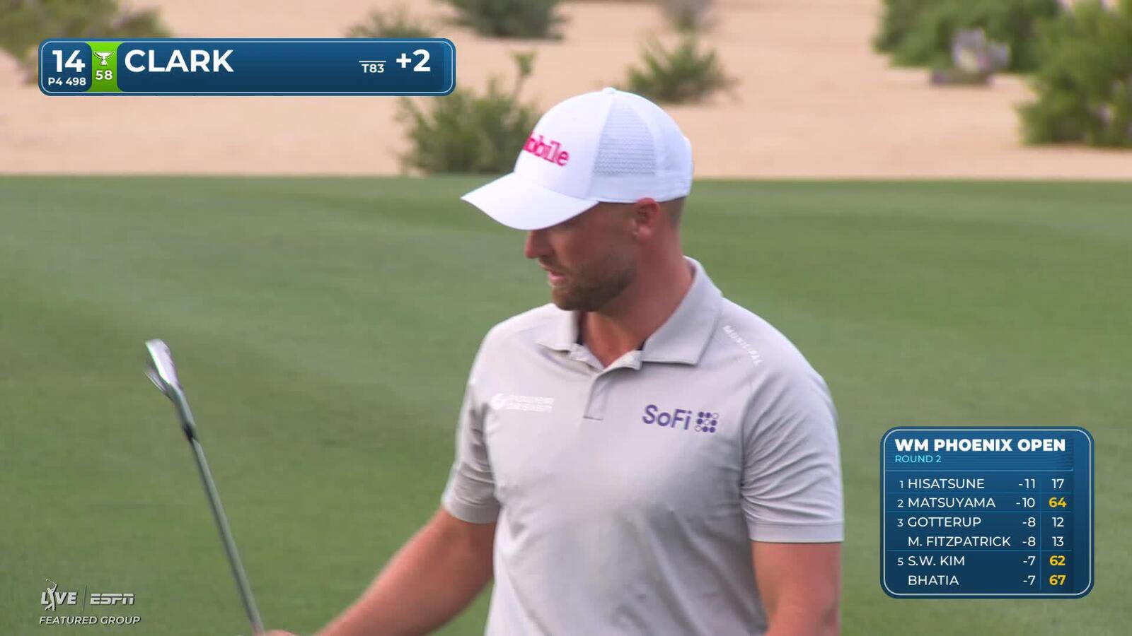 Wyndham Clark hits 202-yard approach to 5 feet, sets up birdie on No. 14 at WM Phoenix Open