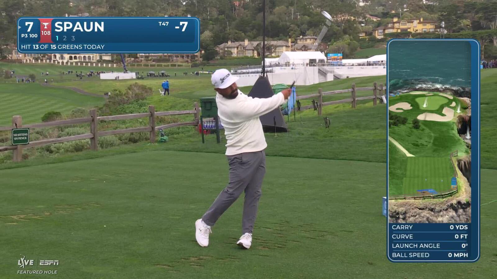 J.J. Spaun hits 100-yard approach to 5 feet, makes birdie on No. 7 at AT&T Pebble Beach