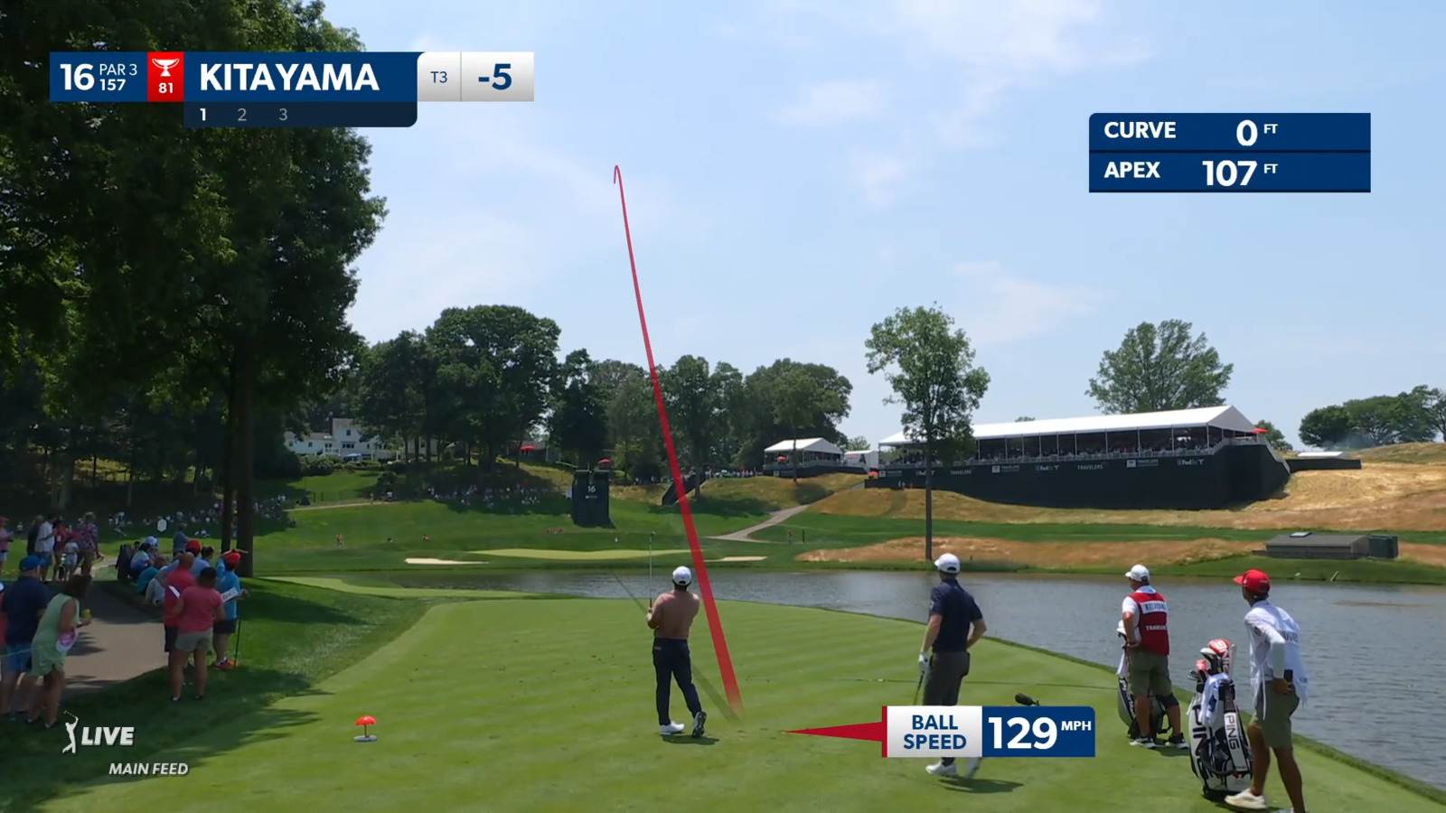 Kurt Kitayama hits it right at flag to set up birdie at Travelers