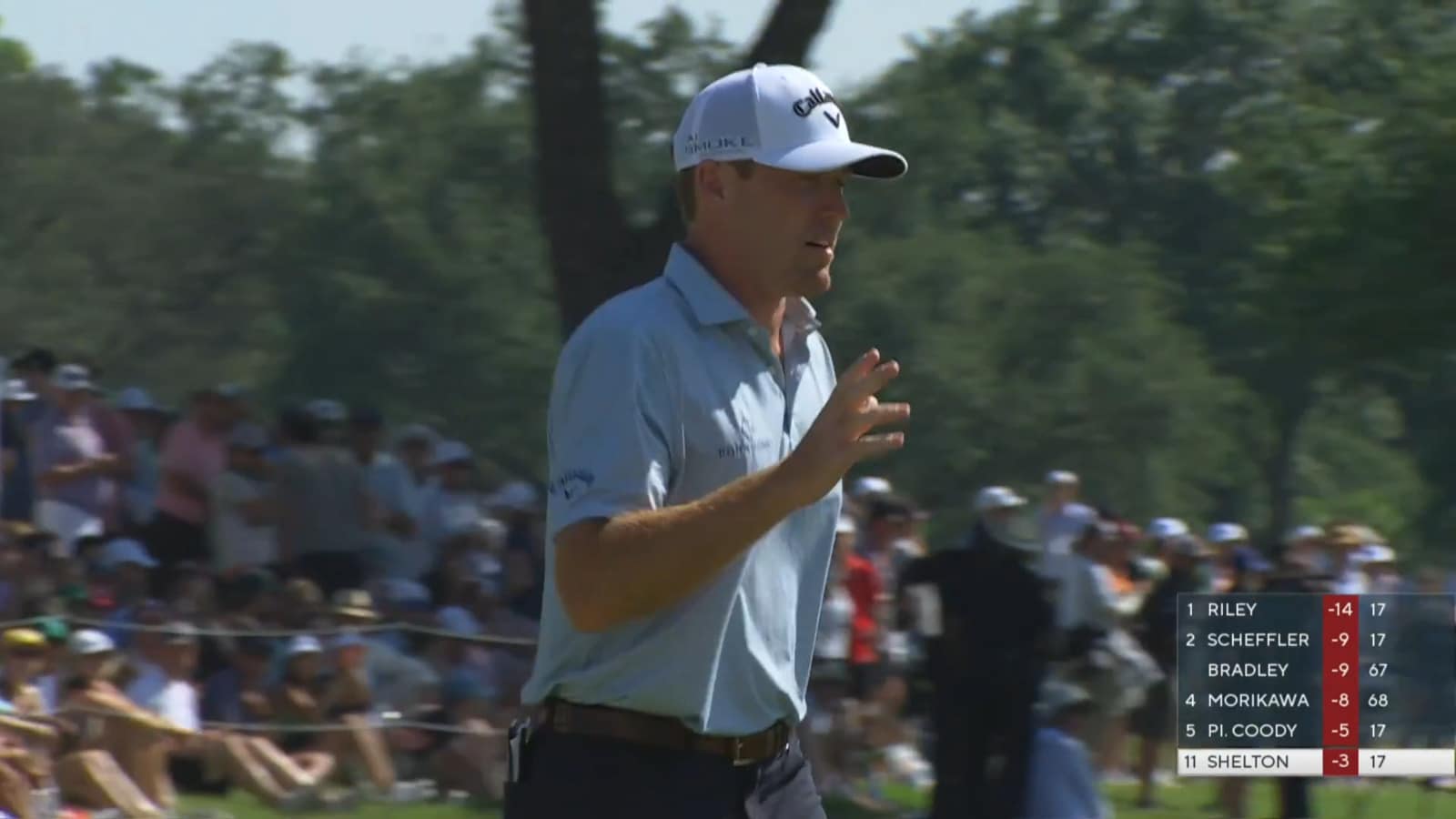 Robby Shelton rolls in 23-footer for birdie at Charles Schwab