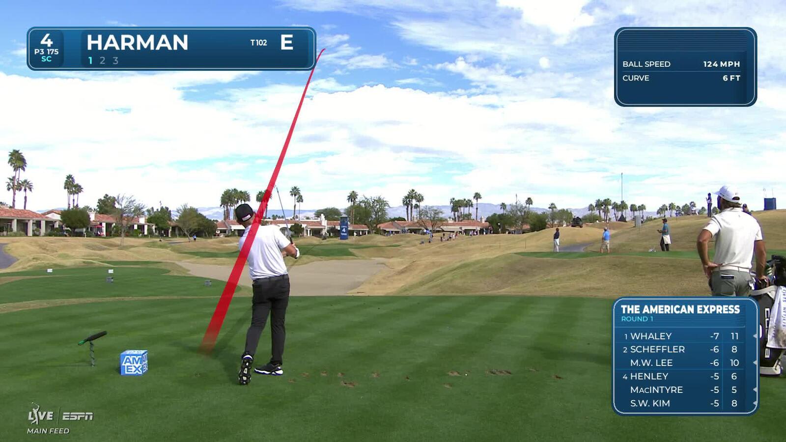 Brian Harman hits 176-yard tee shot to 6 feet, makes birdie on No. 4 at The American Express