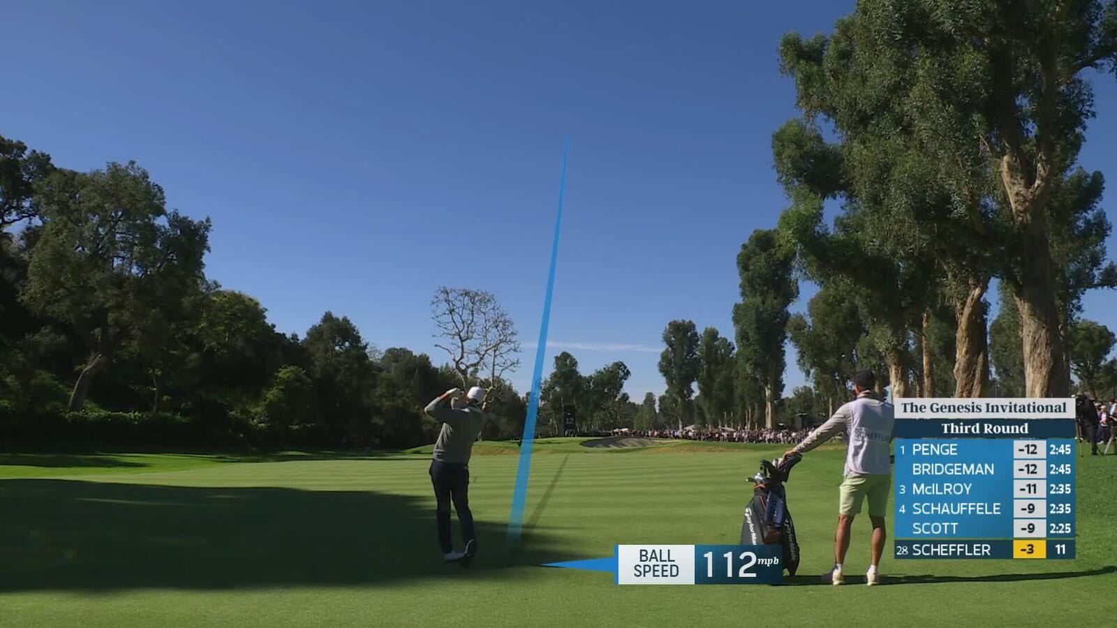 Scottie Scheffler hits 145-yard approach to 17 feet, sets up birdie on No. 12 at The Genesis