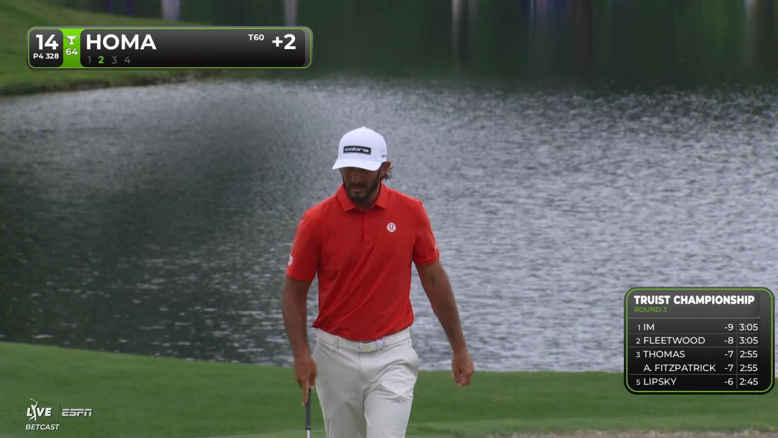 Max Homa drains 3-foot putt for birdie on No. 14 at Truist Championship