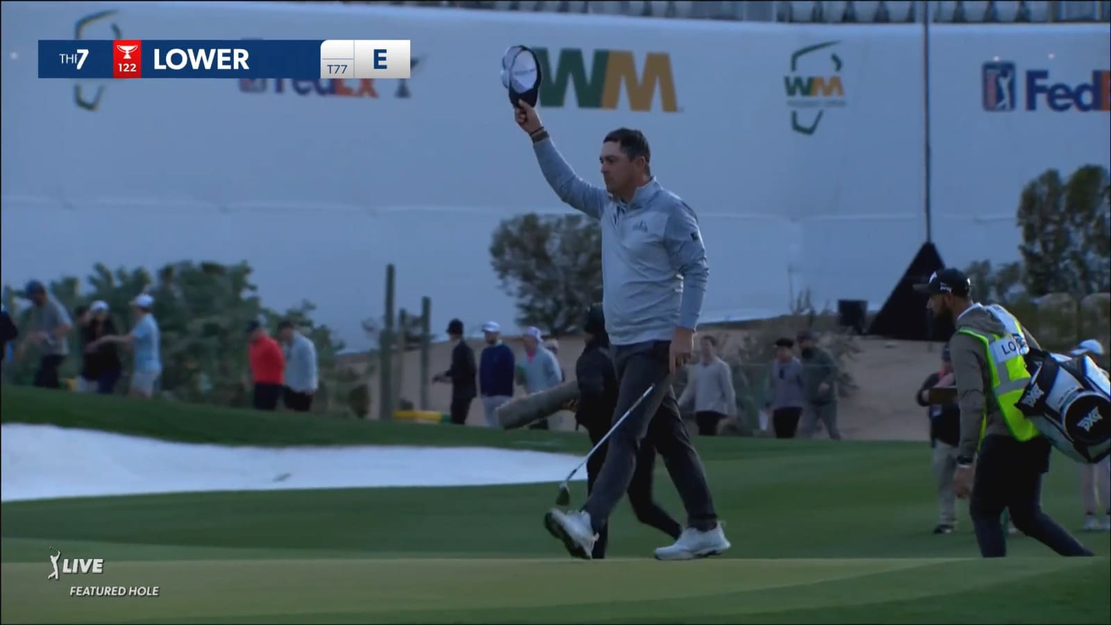 Justin Lower holes out from 47 feet for birdie at WM Phoenix Open