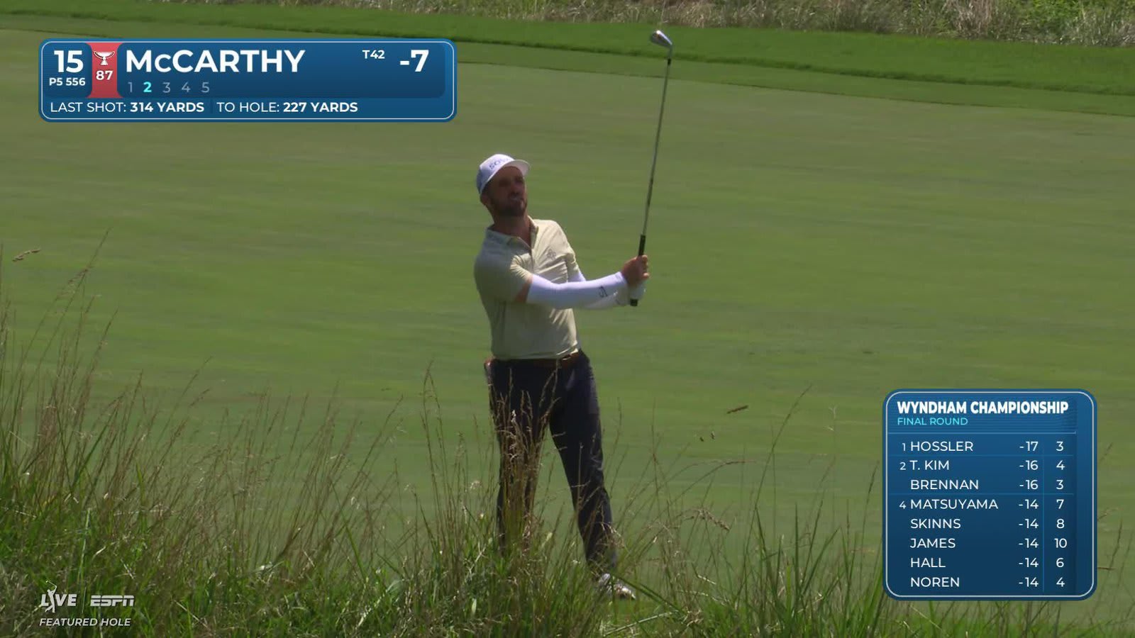Denny McCarthy reaches par-5 No. 15 in two, makes birdie at Wyndham