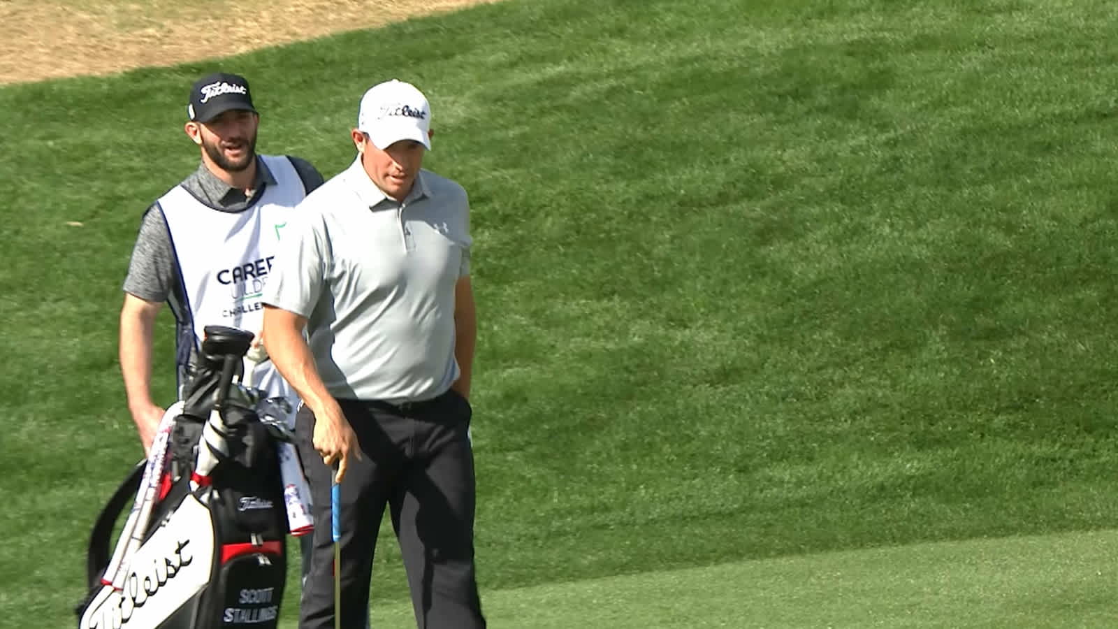 Scott Stallings holes a speedy pitch shot for eagle at CareerBuilder