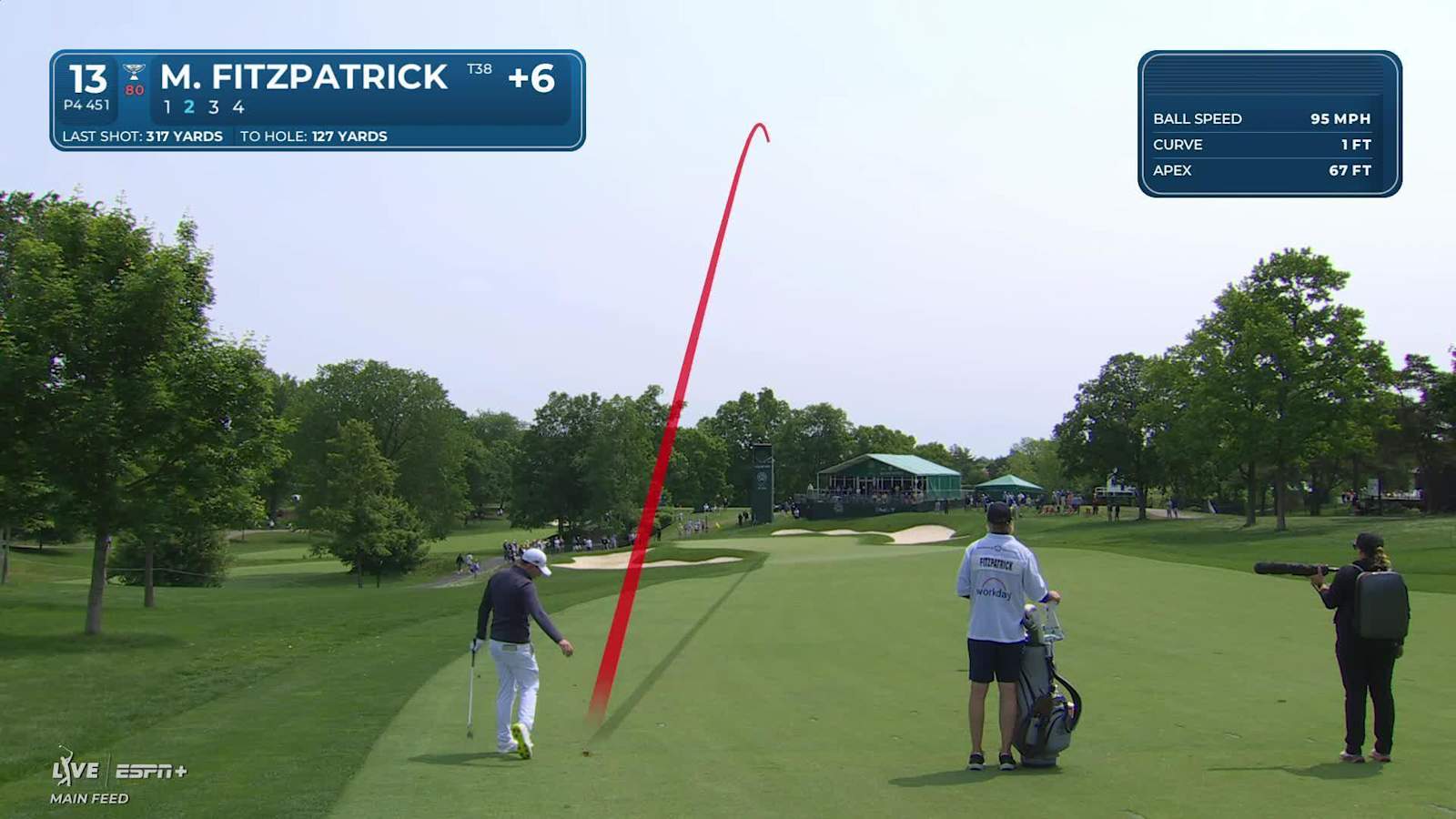Matt Fitzpatrick rolls in a 21-foot birdie putt at the Memorial