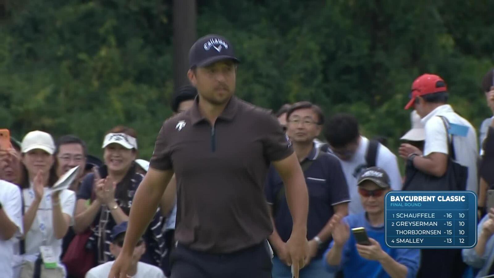 Xander Schauffele's excellent approach to 3 feet sets up birdie at Baycurrent