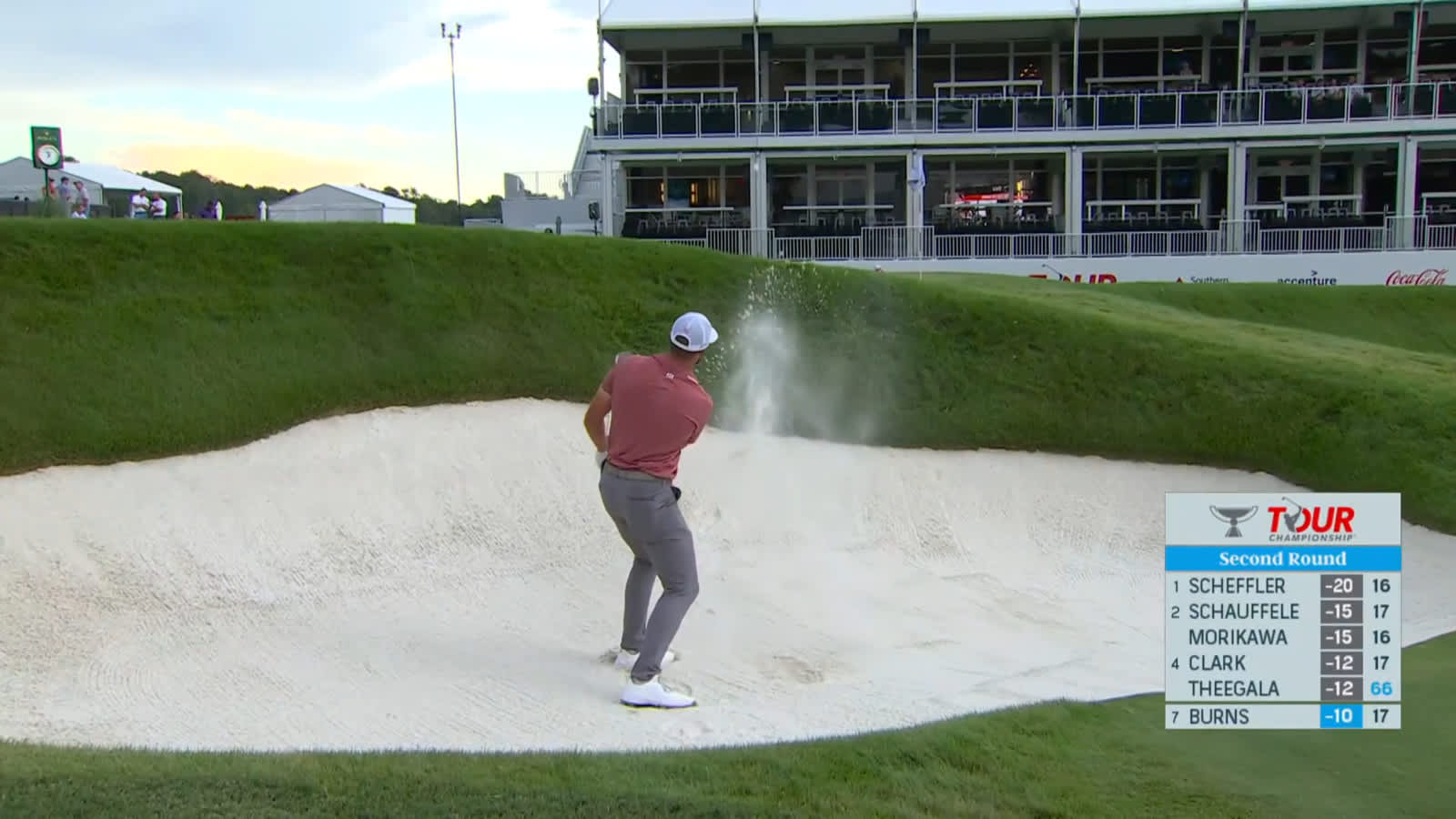 Sam Burns gets up-and-down from bunker for birdie at TOUR Championship