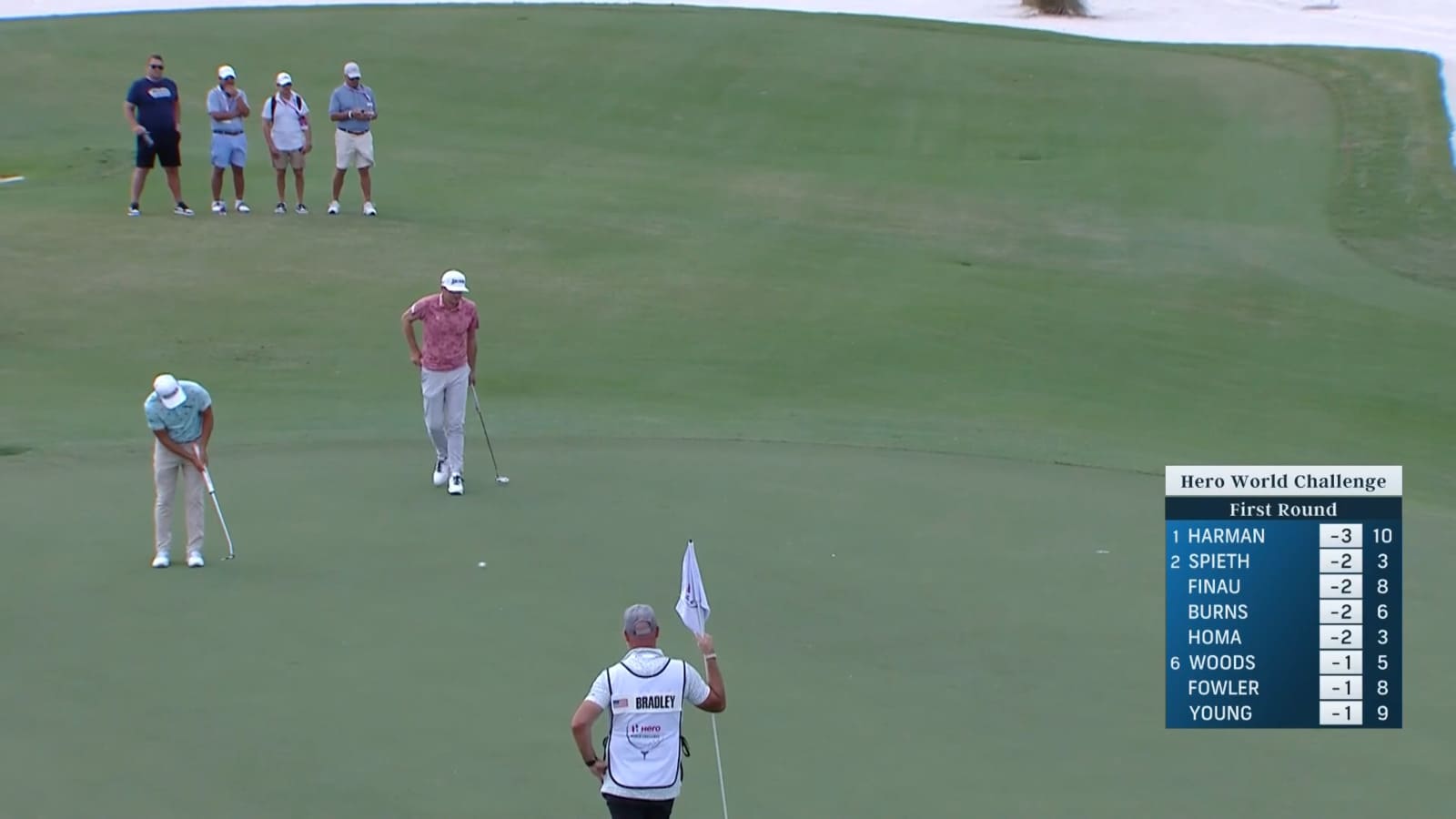 Rickie Fowler holes 23-footer for birdie at Hero World Challenge