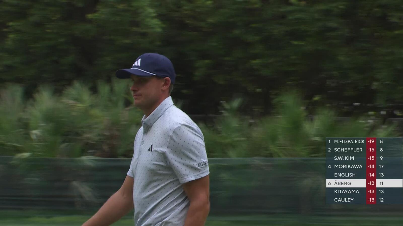 Ludvig Åberg drains 32-foot birdie putt on No. 12 at RBC Heritage