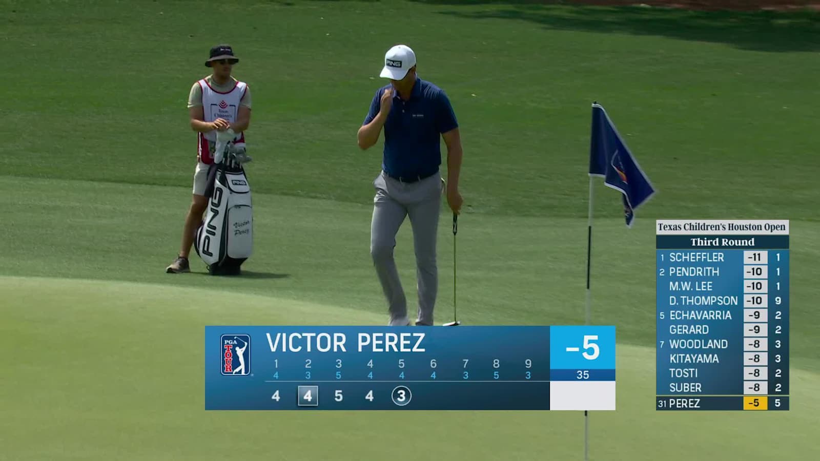 Victor Perez holes Texas Wedge for birdie from 37 feet at Houston Open