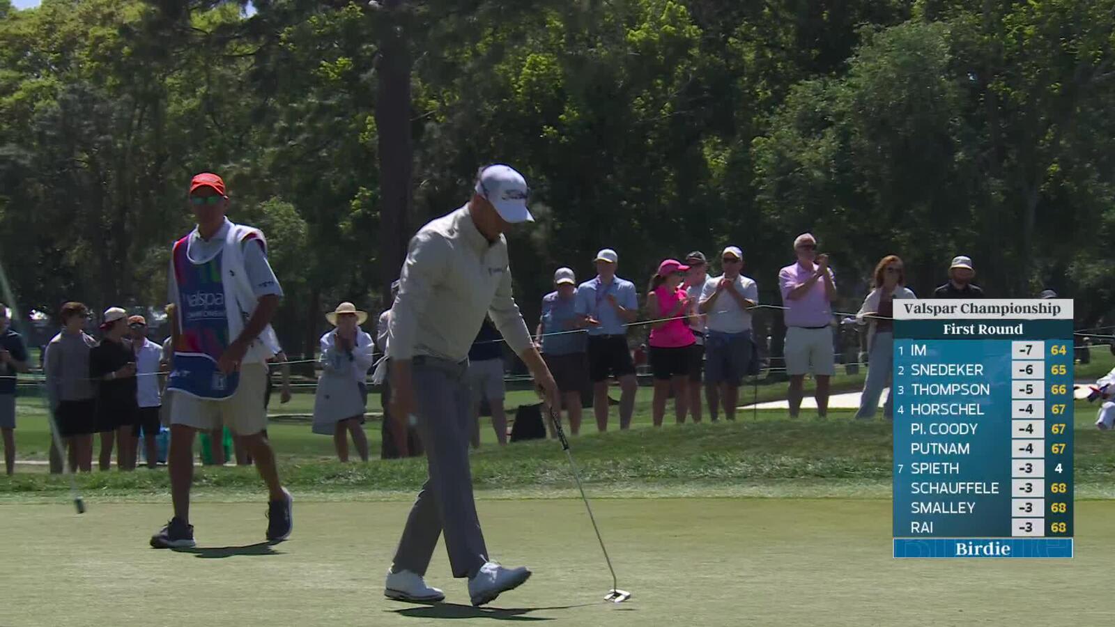 Justin Thomas sinks 5-foot birdie putt on No. 5 at Valspar