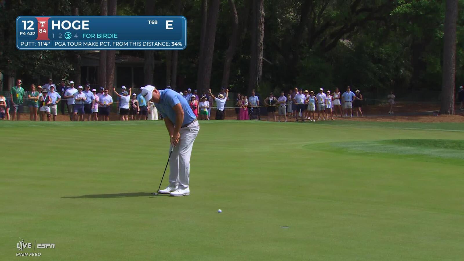 Tom Hoge's 135-yard approach sets up birdie on No. 12 at RBC Heritage