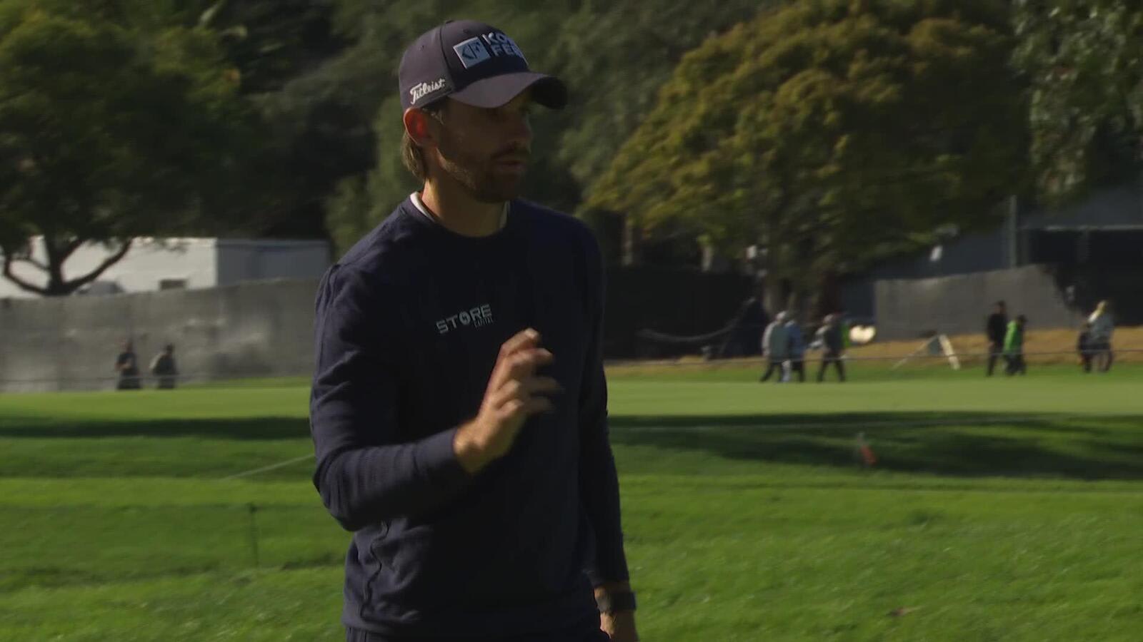 Patrick Rodgers holes out for birdie from 26 feet on No. 11 at The Genesis