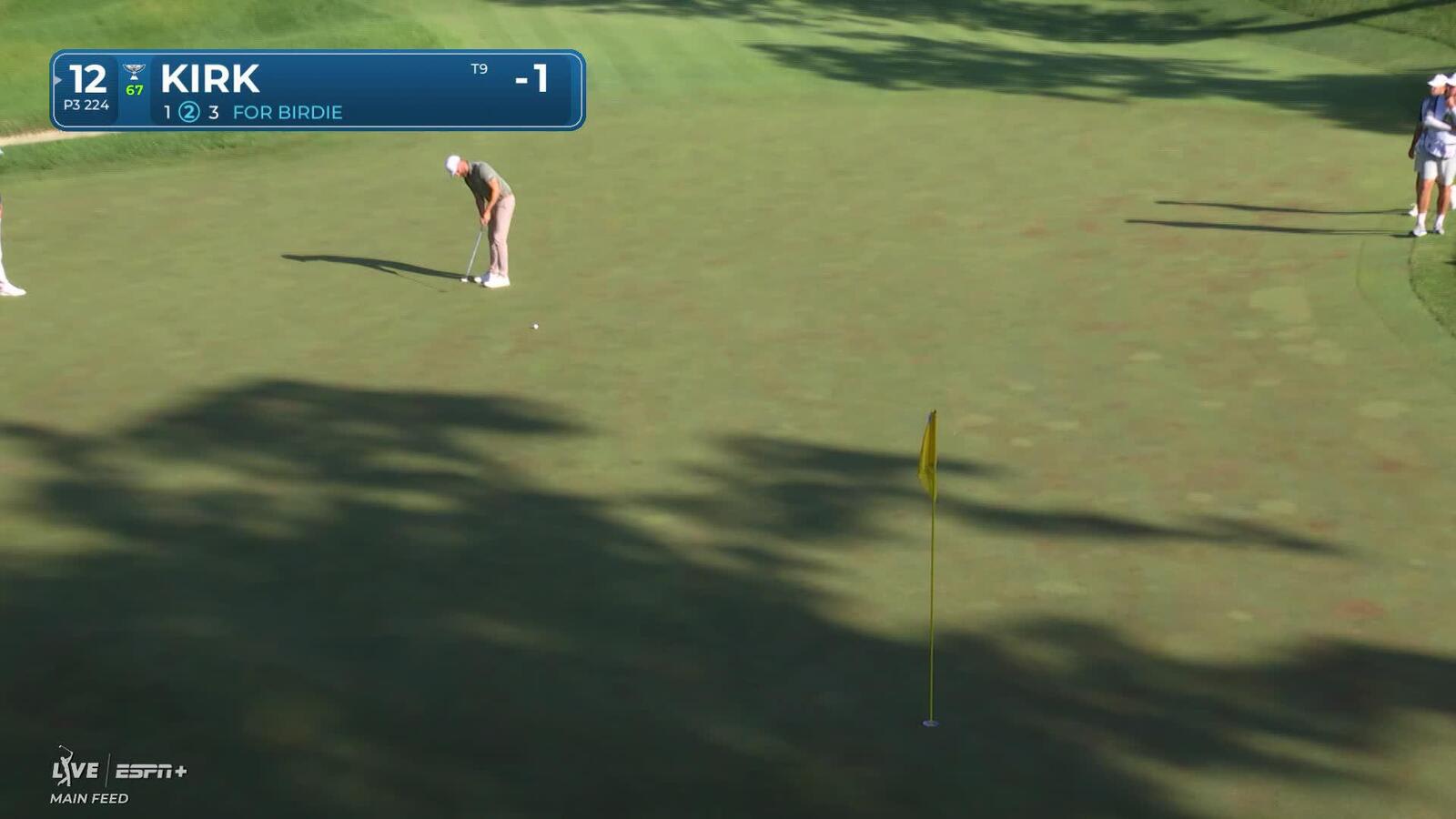 Chris Kirk sinks a 49-foot birdie putt on No. 12 at John Deere