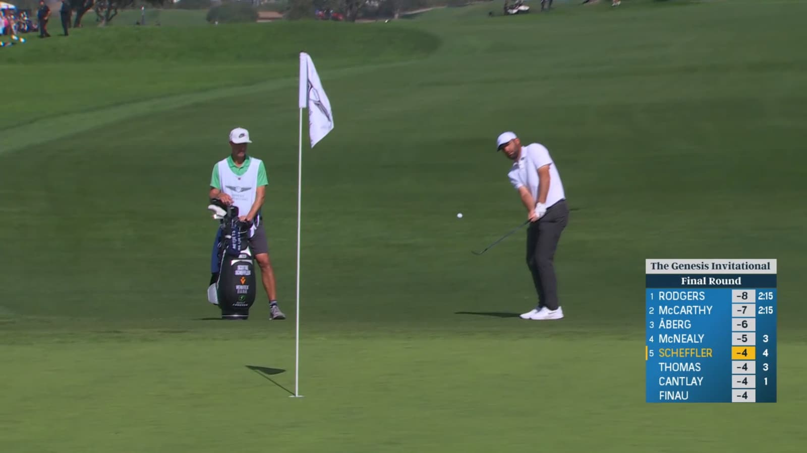 Scottie Scheffler chips in for birdie at Genesis