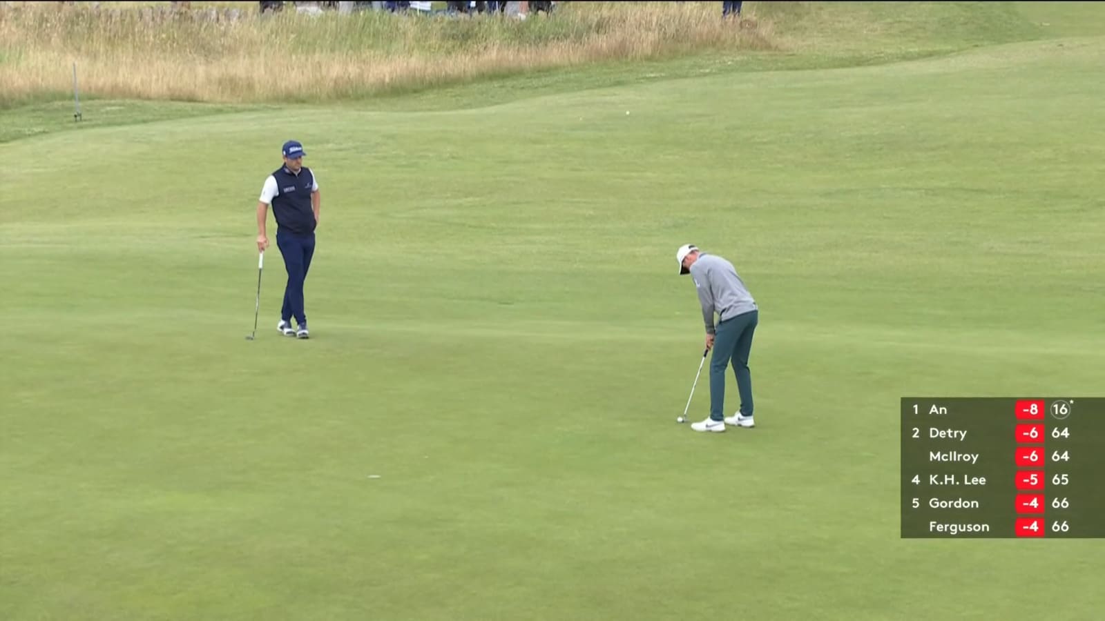 Tom McKibbin drains a 18-foot putt for birdie at Genesis Scottish Open
