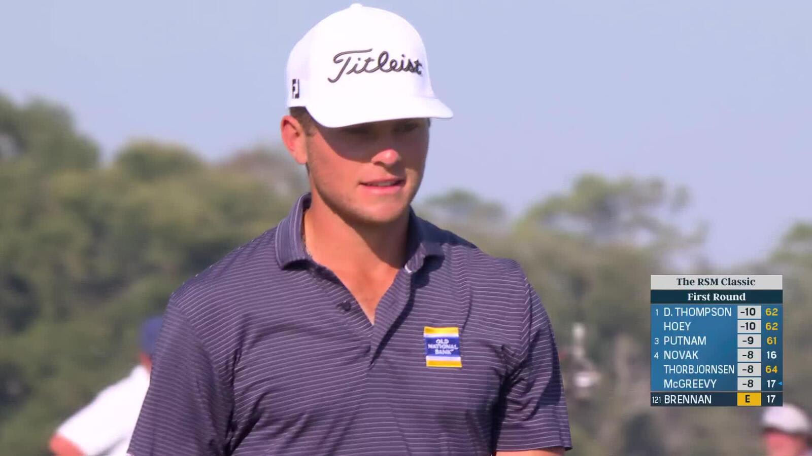 Michael Brennan holes 62-foot birdie putt on No. 17 at The RSM Classic