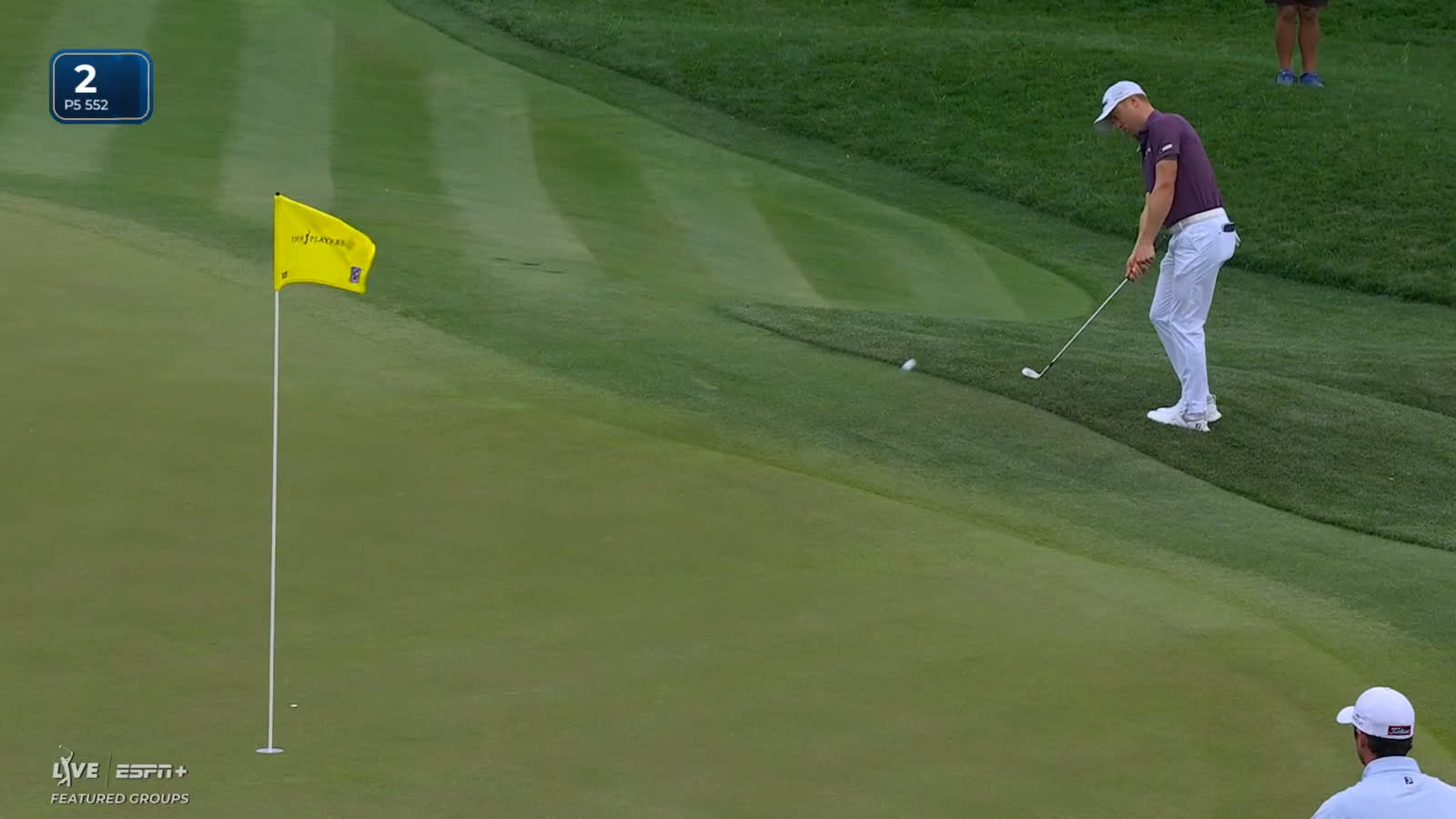 Justin Thomas gets up-and-down for birdie at THE PLAYERS