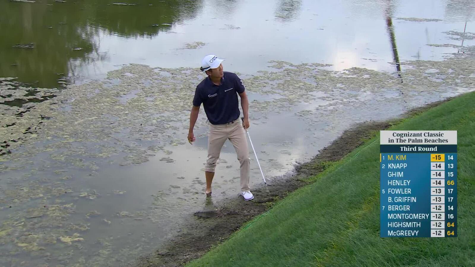 Michael Kim makes bogey from the mud at Cognizant Classic 