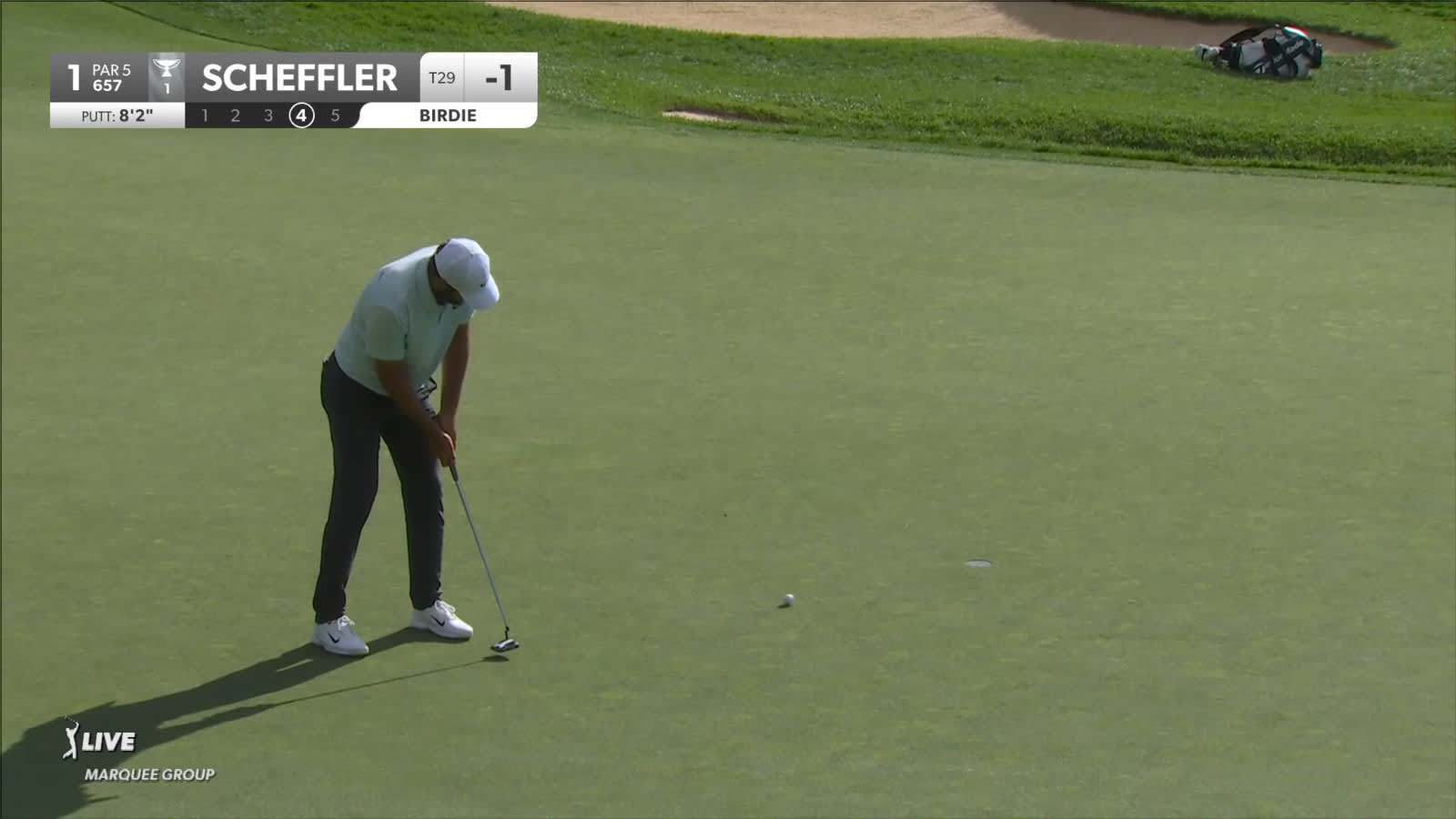 Scottie Scheffler fires putt for birdie at BMW Championship